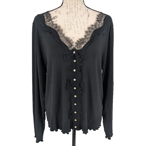 J. CREW Blouse Top Size 3X Black Whimsey Goth Edgy Dark Fairy - Picture 1 of 14